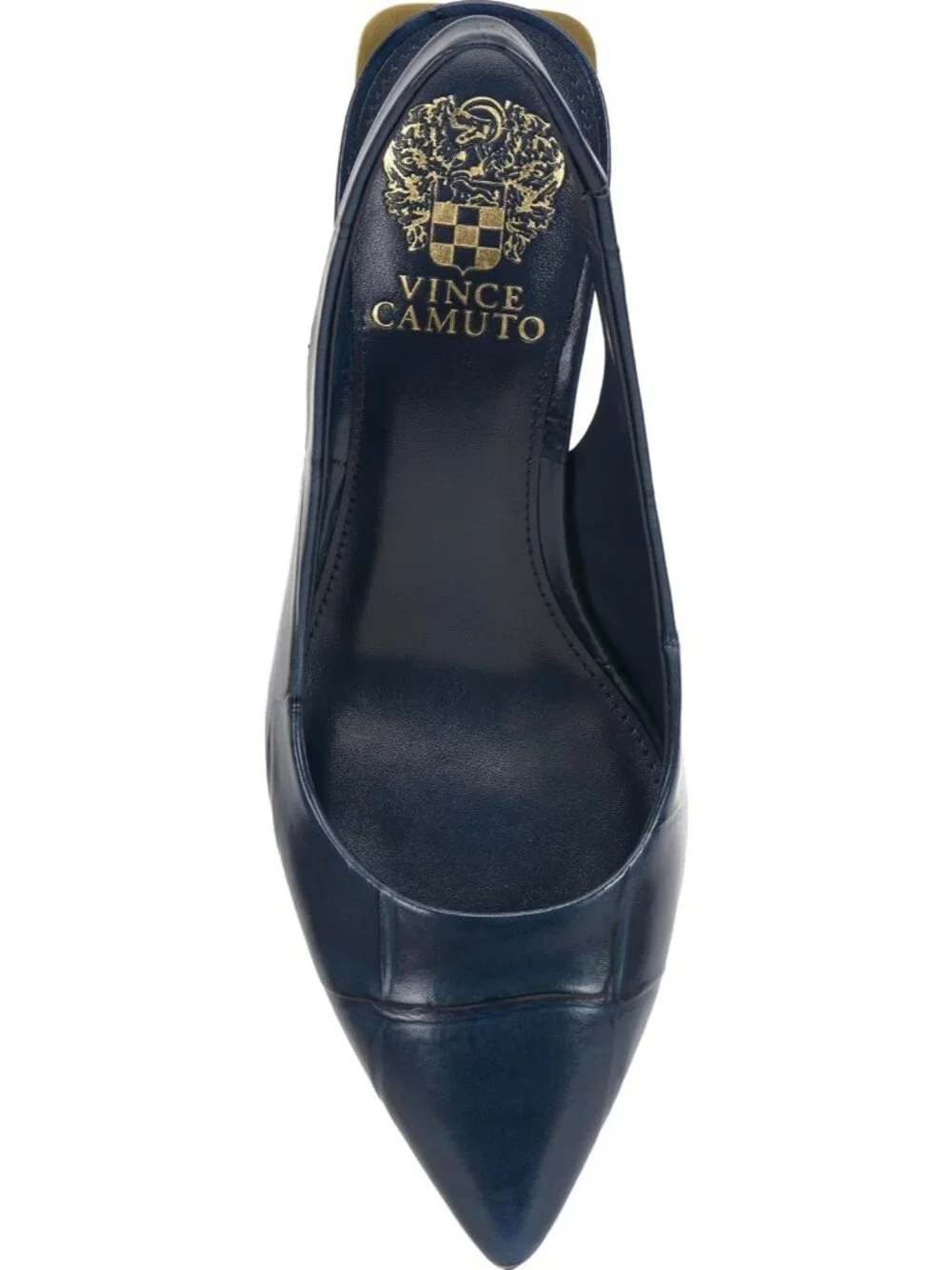 Women's Deep Navy Blue Croco Pointed Toe Hamden Slingback Pump Block Heel Shoes